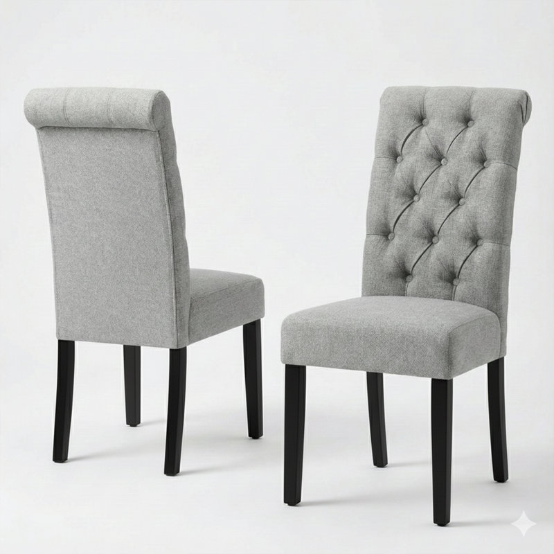 Monarda 18.75'' H Tufted Upholstered Side Chair, Gray
