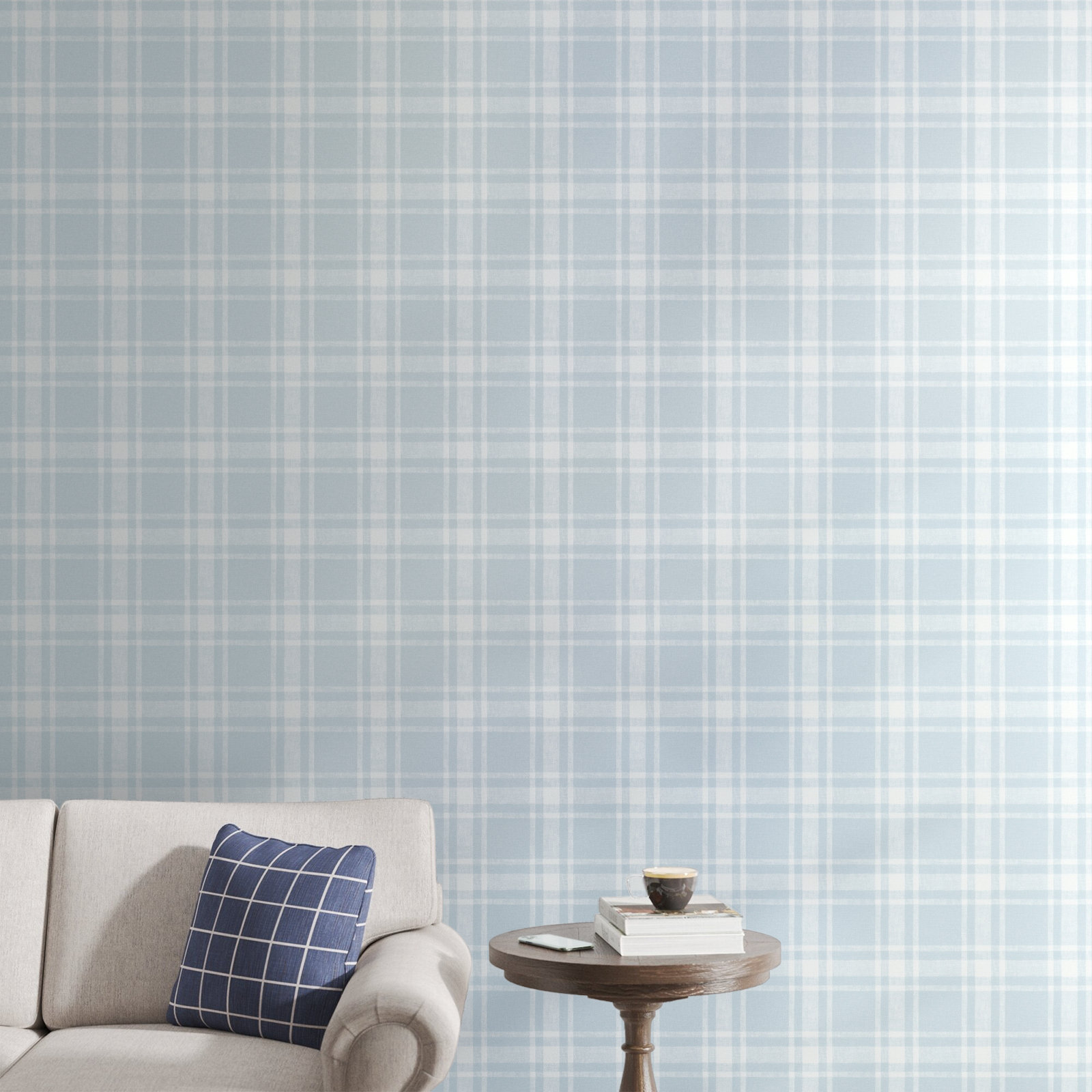 Haslet Checkered Roll, Sky Blue