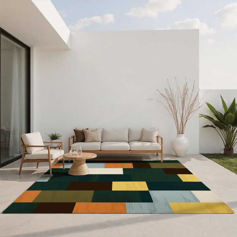 Tapis intérieur et extérieur Cubist Canyon, Rectangle 1 pi 6 po x 2 pi 6 po
