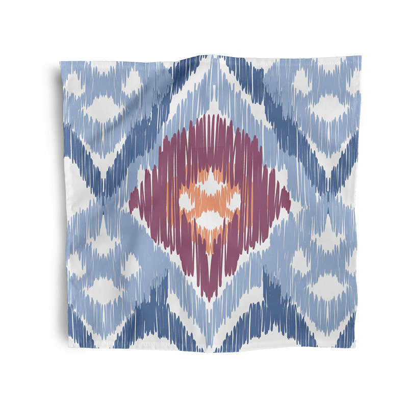 Mallery Polyester Ikat Square Napkin, Blue