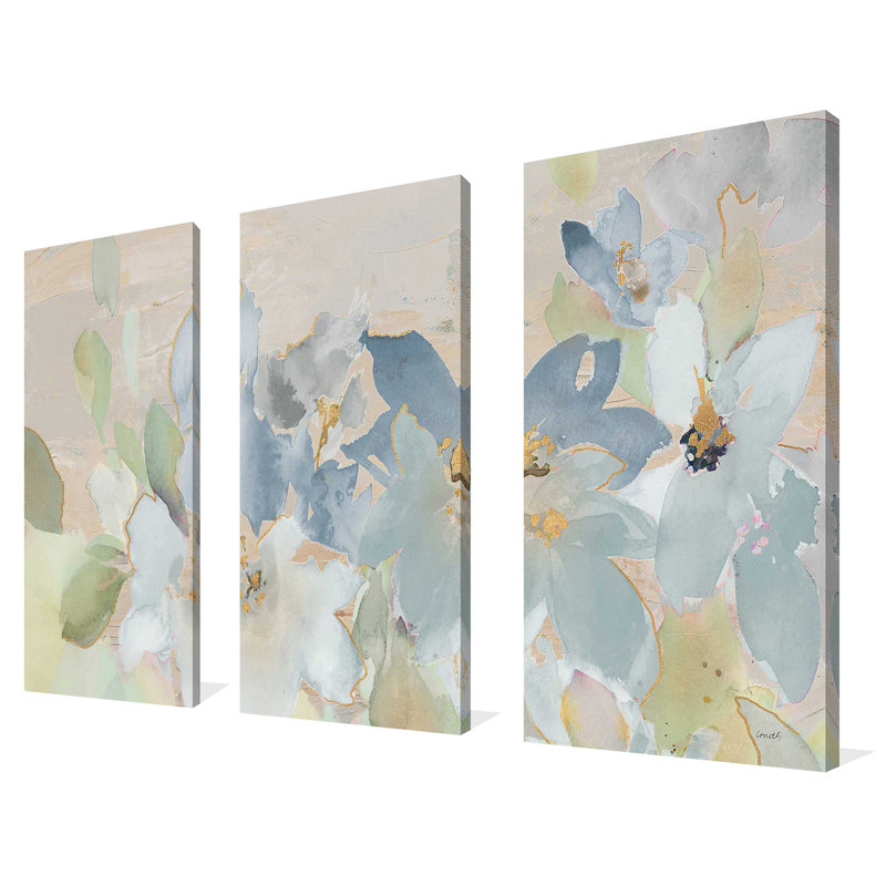 " Muted Spring Giverny " 3 - Pieces Painting Print, 24" H x 36" W x 1" D