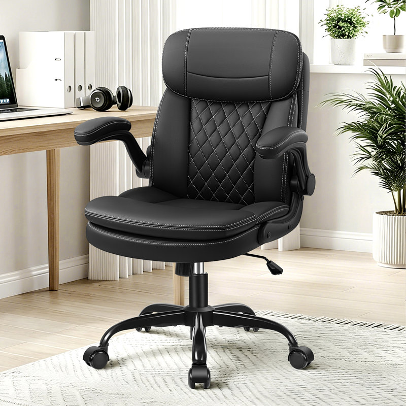 Loriece Ergonomic Executive Office Chair with Flip-Up Armrests, Black