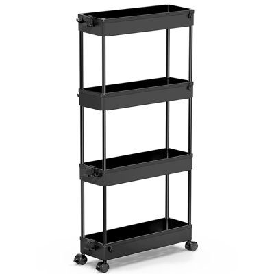 Ultra-Thin Rolling Storage Cart 4-Tier Organizer Mobile Shelving Unit,Utility Trolley