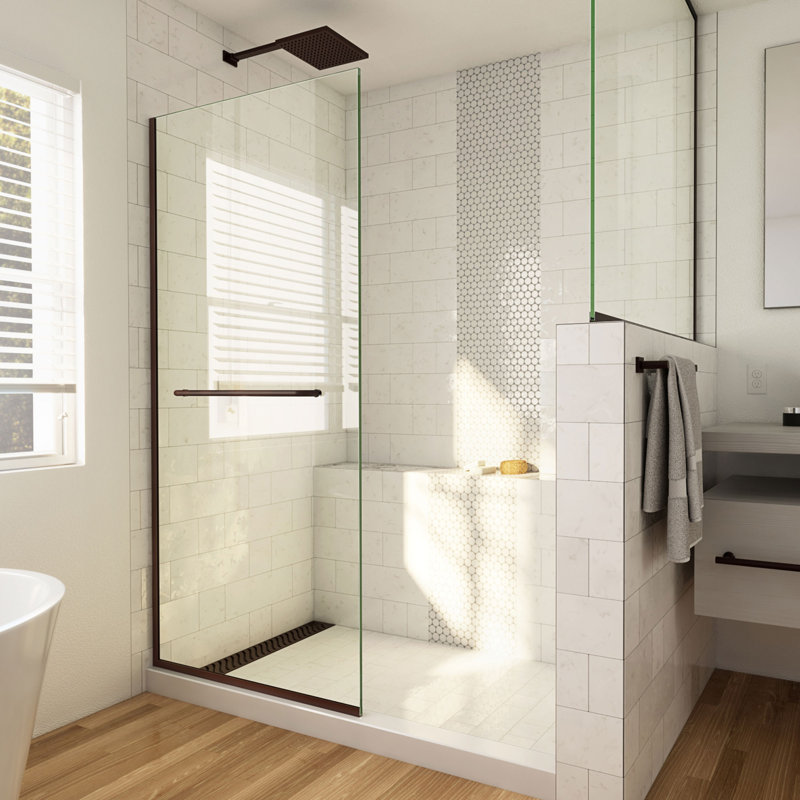 30" W x 72" H Frameless Shower Door, Oil Rubbed Bronze, 34"