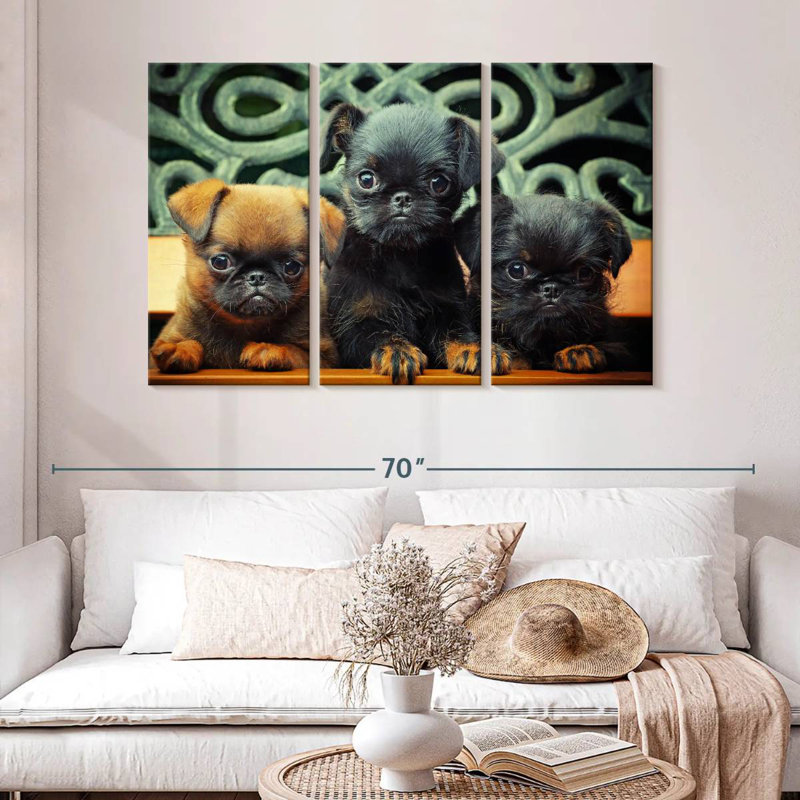 Griffon Puppies, 32" H x 50" W