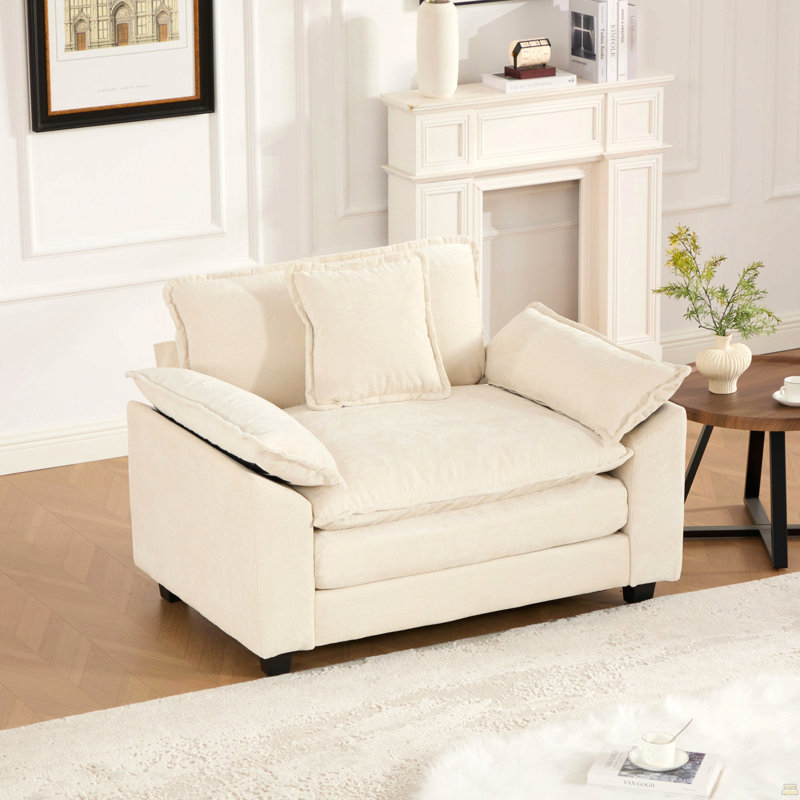 Canapé Cloud à siège simple (le repose-pieds n'est pas inclus), canapé modulaire, Chenille beige