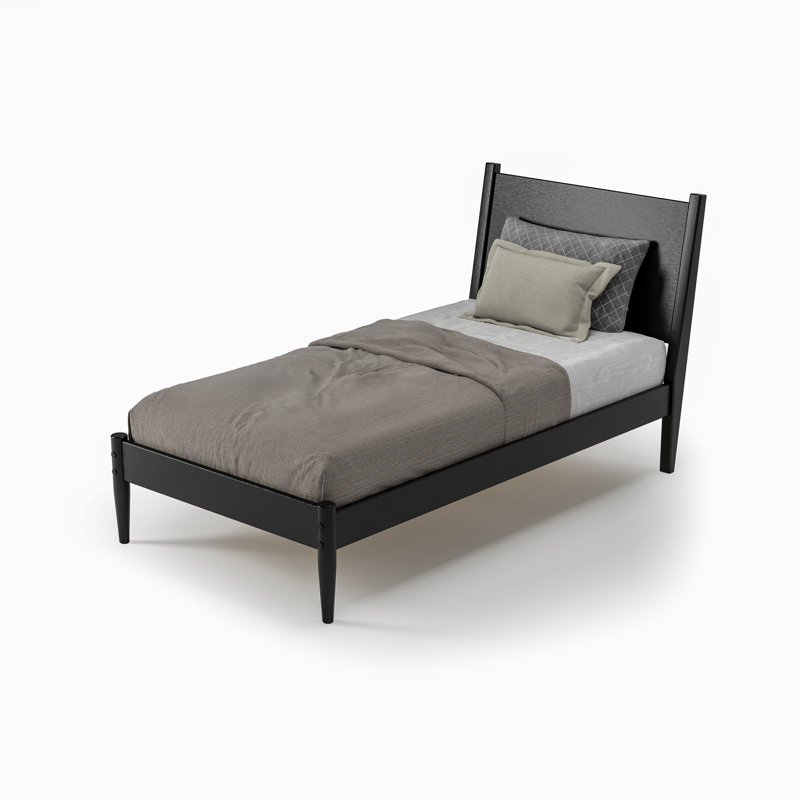 Lit plateforme en bois massif Ashlie, Simple, Black