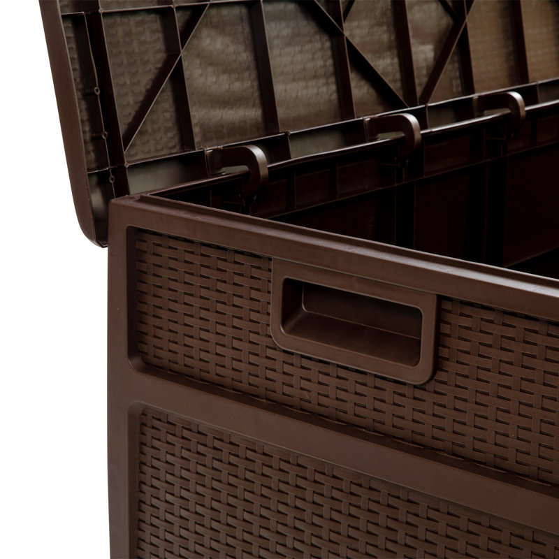 Marlin 120 Gallon Plastic Deck Box for Outdoor Patio Storage & Deck Organization, Brown