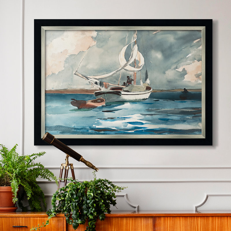 Sloop, Nassau, 1899 - Winslow Homer - Toile encadrée sur mesure, 24x34 INNER SIZE, Framed Canvas