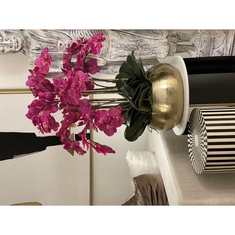 Orchid Faux Floral Arrangement in Vase, Pink