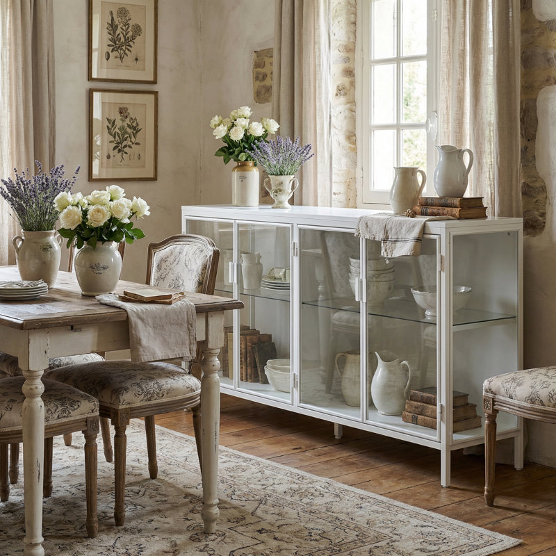 55.1" W Sideboard Cabinet Buffet Storage Cabinet, White