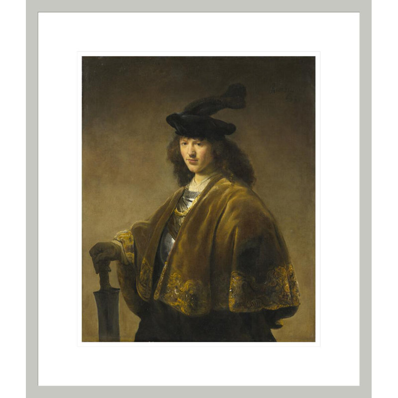 «Young Man with a Sword» par Rembrandt van Rijn - Reproduction giclée encadrée, H 20,42 po x l 17,75 po