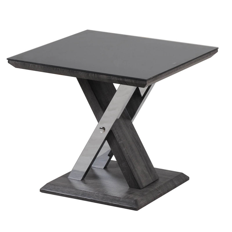 Jeromy Glass Top Pedestal End Table