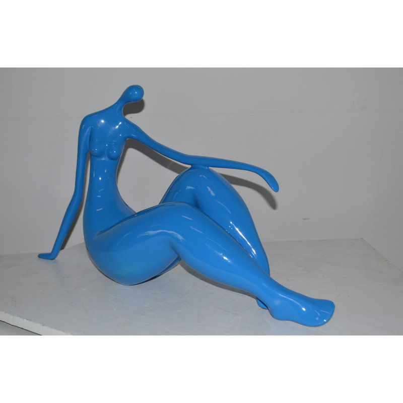 Women on the Beach Resin Statue - Amana Contemporary Modern Art Design for Home, 28"L x 8"W x 16"H, Blue