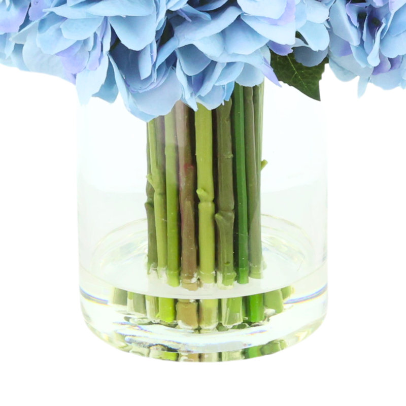 Hydrangea and Cherry Blossom Arrangement in Glass Vase