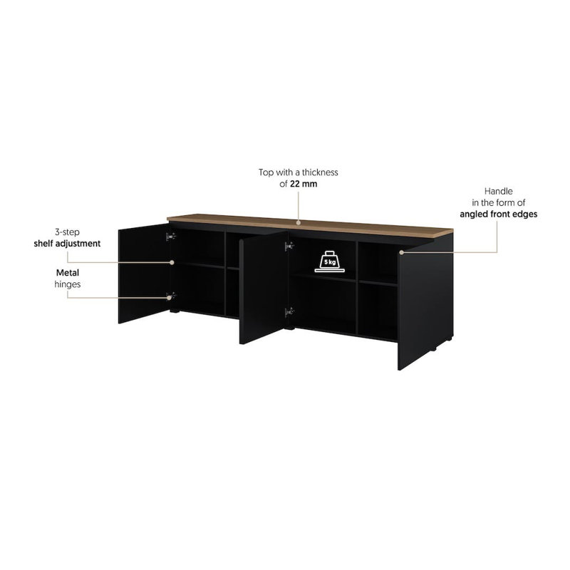 Unfinished Display Stand with Fireplace Included, Black