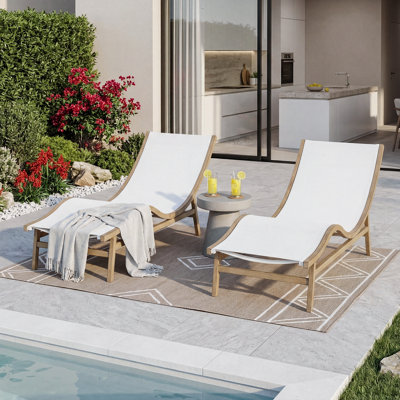 Premium Aluminum Patio Lounge Chairs – All-Weather Rustproof Frame & Quick-Dry Textilene Sling, Ergonomic Poolside Chaise Lounge Set
