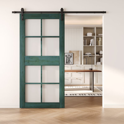 Porte de grange en verre non assemblé et fini 36 po x 84 po Homacer Royal de 36 po x 84 po Homacer, usage intérieur seulement