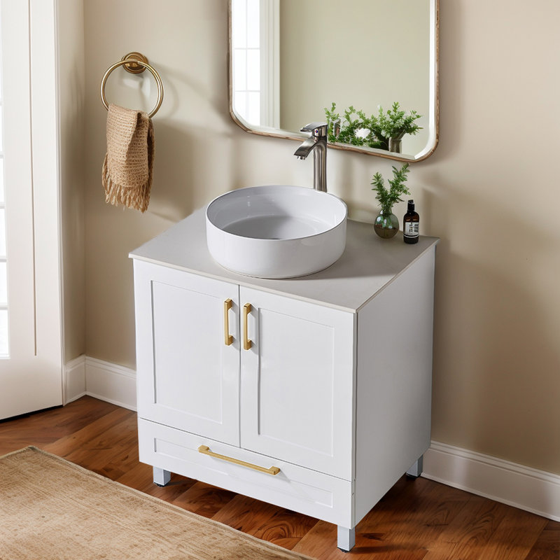 Ensemble de meuble-lavabo simple blanc 30 po avec plateau en céramique 30 po