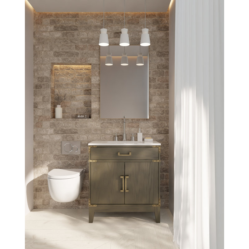 Meuble-lavabo simple l 30 po x P 22 po Laurel, Chêne brun