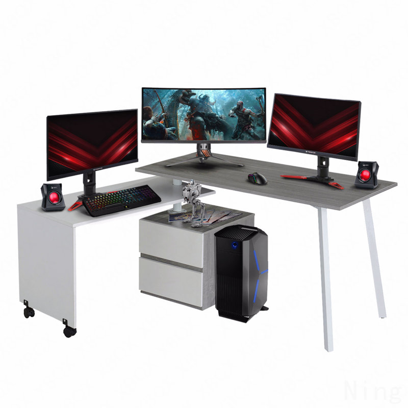 Rotating Multi-Positional Modern Desk, Grey
