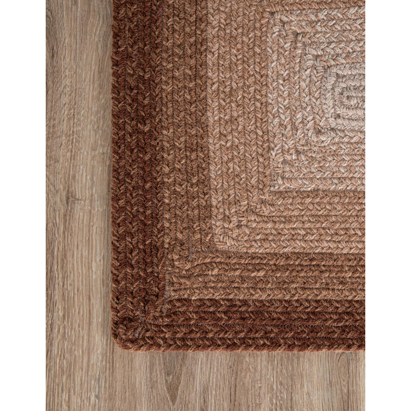  Ombre Hand Braided Wool Rug, Rectangle 2' x 3'1", Brown