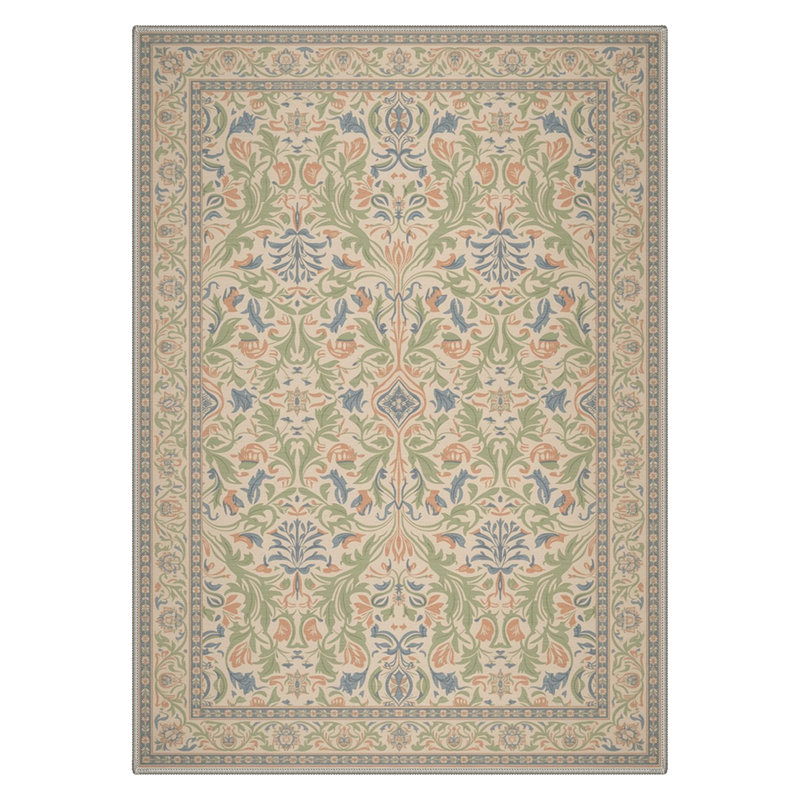 Lorelei Floral Vines Machine Washable Sage Smoke Indoor Area Rug With Non-Slip Backing, Rectangle 8' x 10'