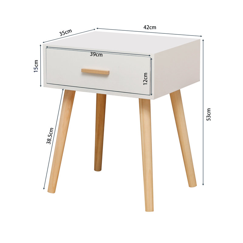 Ludovic 42cm W Bedside Table, White