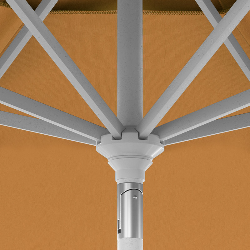 Parasol de patio blanc mat 11 pieds avec manivelle en aluminium à Aruba Sunbrella, Orange