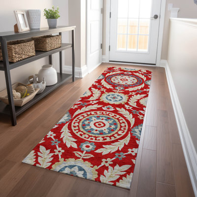 Premium Machine Washable Prisco Red Rug