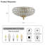 Plafonnier encastré en cristal doré 3 lumières Modern Glam