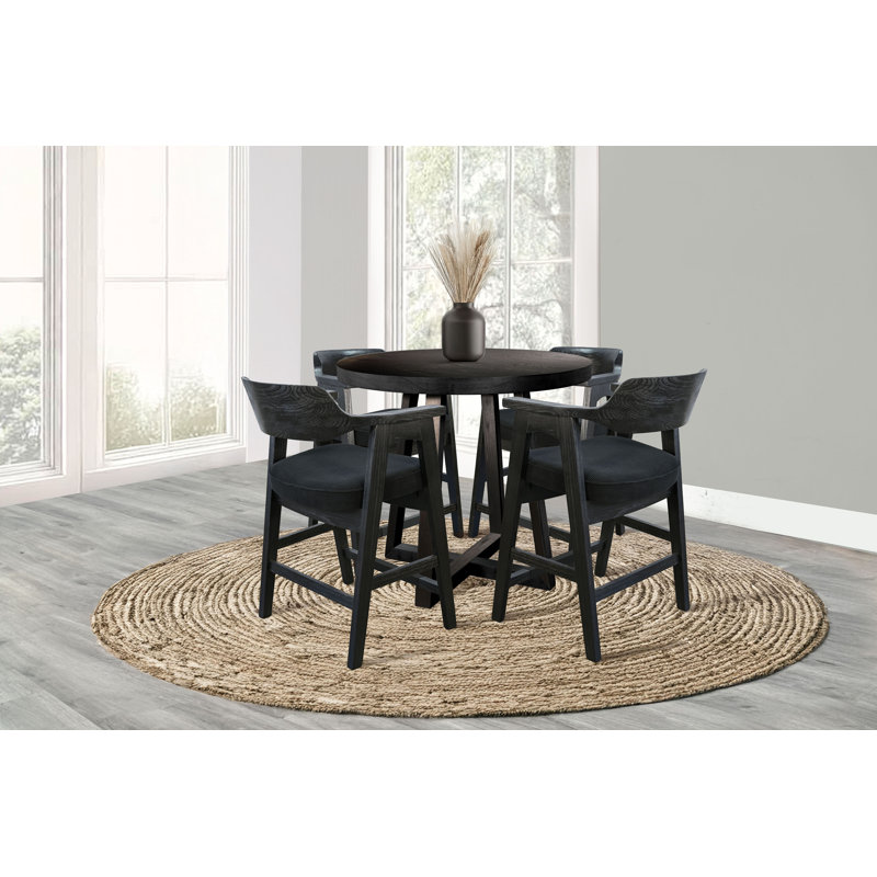 Mia Round Counter Height Dining Set, 5 Pieces: Table, 4 Chairs, 30" H x 44" W x 44" D