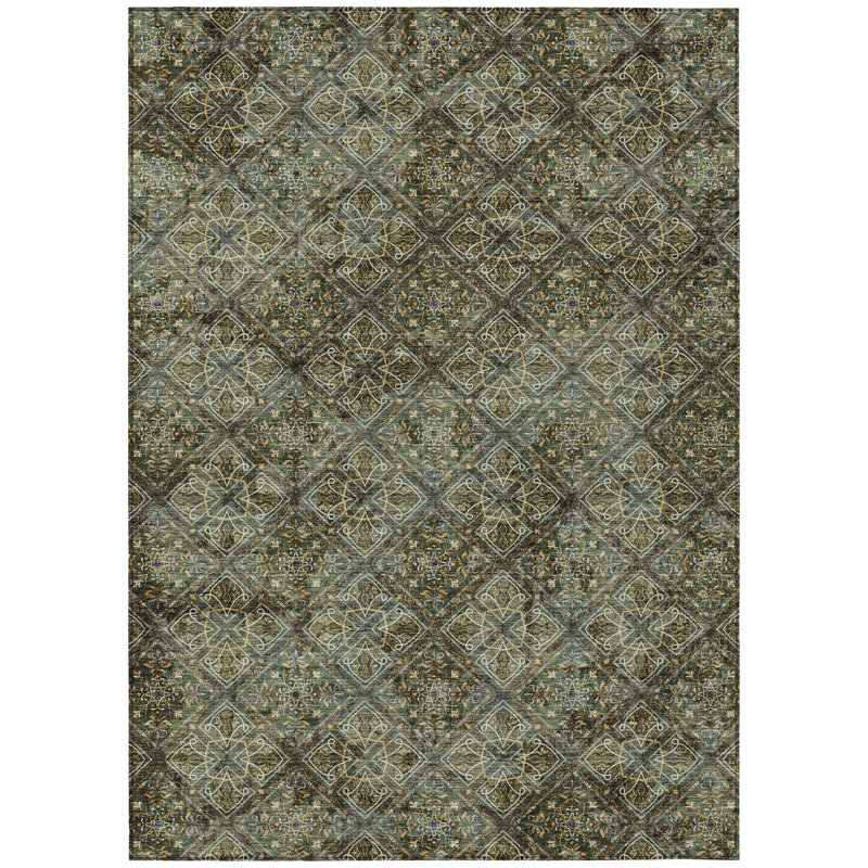 Machine Washable Indoor/Outdoor Chantille ACN2692 Casual Rug, 10' x 14', Olive