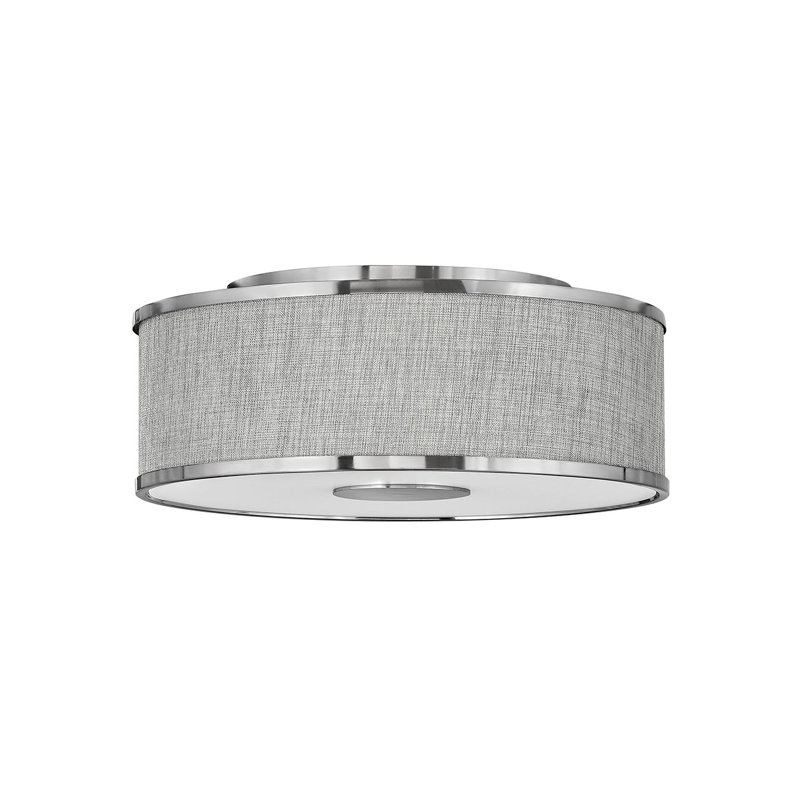 Transitional Brushed Nickel LED Drum Flush Mount Light