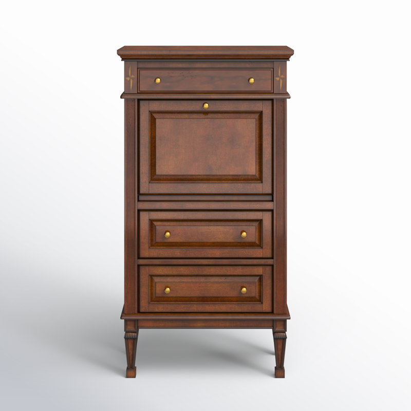 Valmont 1-Door Mirrored Accent Cabinet , Dark Brown
