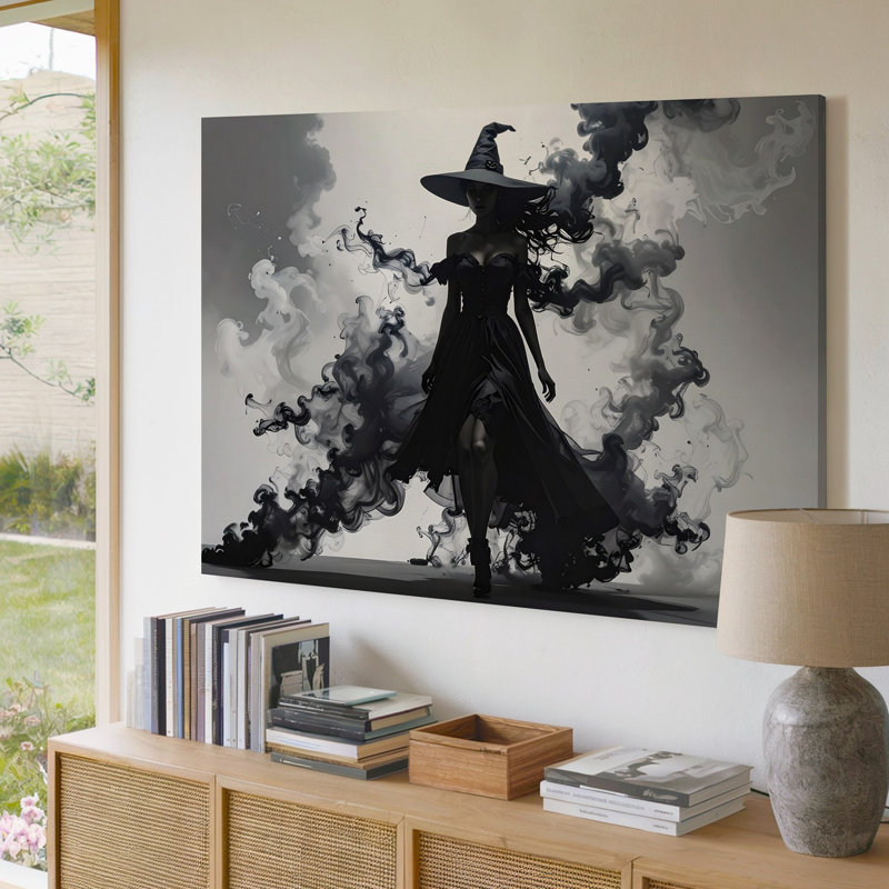 «Witch Of Shadows Canvasmysterious Sorceress In Dark Smoke», art mural sur toile, H 9 po x l 12 po