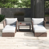 Annia Rattan Wicker Fully Assembled 4 - Person Seating Group with Cushions