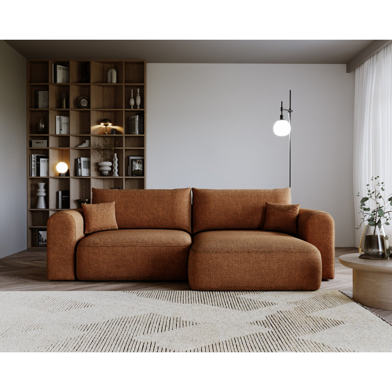 3 Seater Corner Sofa , Brick Orange, Left Hand Facing