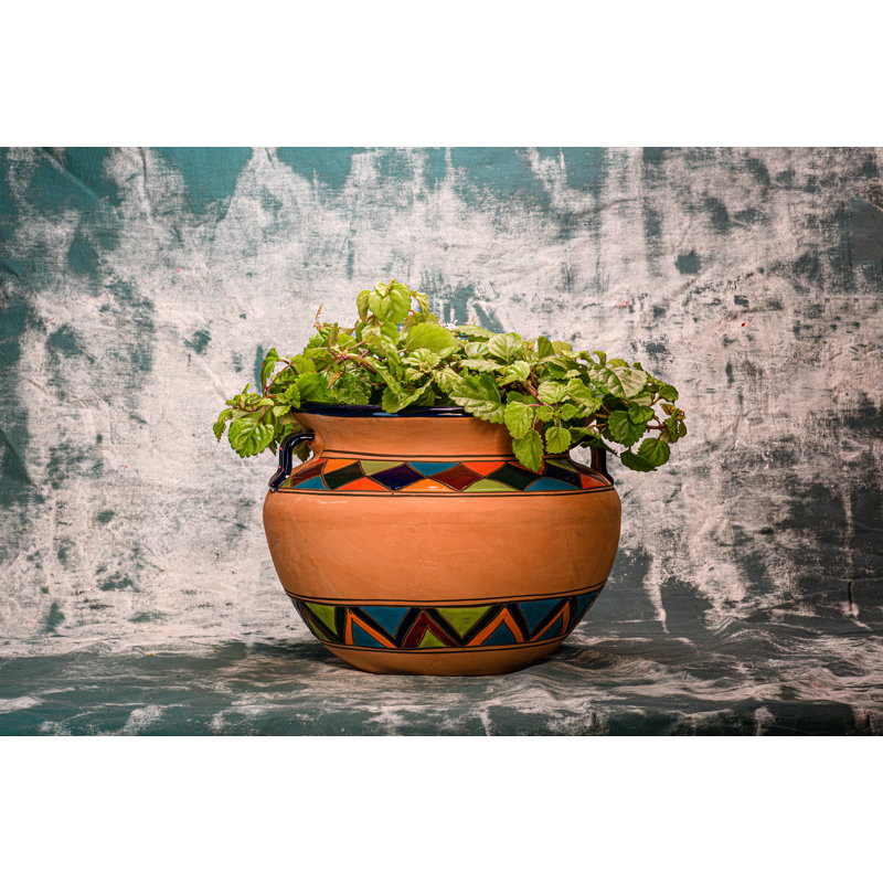 Talavera 14" Multi-Color Talavera Ceramic Chata Planter