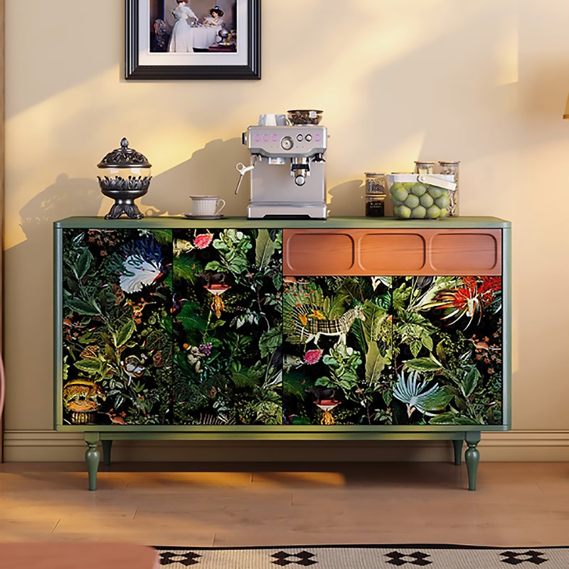 Armoire de cuisine 55,12 "en bois de frêne massif avec support à ustensiles