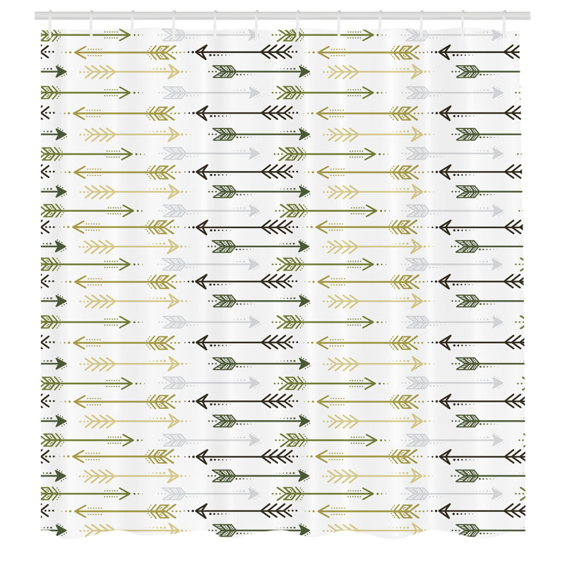 Shower Curtain with Hooks Included, 75" H x 69" W, Khaki Black/Gray