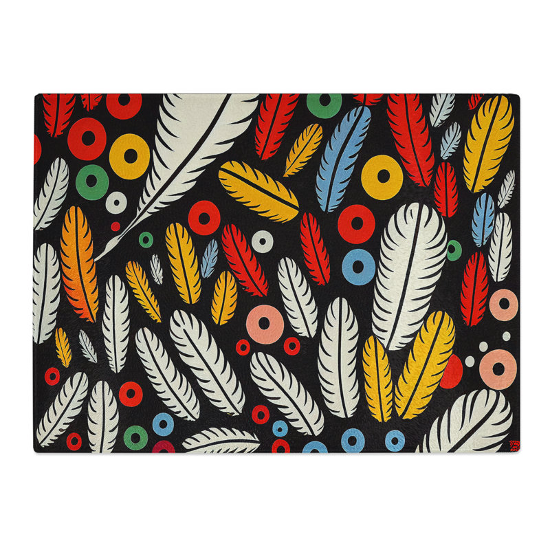 Unusual Bird Feathers Abstract  Glass Chopping Board