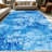 1PC Abstract Distressed Blue and White Textured Farmhouse area rugs for Living Room, Soft and Comfortable, Suitable for all seasons, easy-to-maintain, machine washable Indoor floor mat, Under Table Farmhouse suitable for dining table, bedroom,-129870850