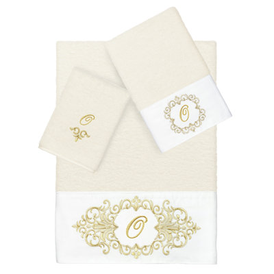 Linum Home Textiles 100% Turkish Cotton MONICA 3PC Embellished Towel Set -  EMH05-3C-MONICA-10-O