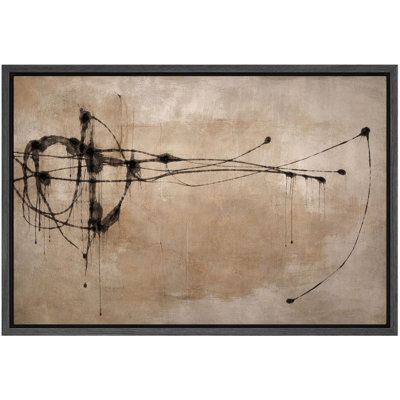 Minimalist Black Line Abstract Artwork, Living Room Pictures, Framed Canvas Giclee Print Wall Art
