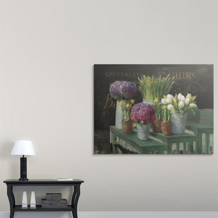«Heldana Les Fleurs Printemps on Black», reproduction d'art Danhui Nai, H 18 po x l 24 po x P 1,5 po, Toile