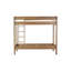 Lit simple superposé simple avec revêtement - structure en bois d'hévéa, garde-corps sécurisés, sous-lit spacieux, tissu molletonné
