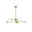 35.4"H 8-Light Mid-Century Sputnik Chandelier, Brass Gold Milk Glass Globe Pendant Light