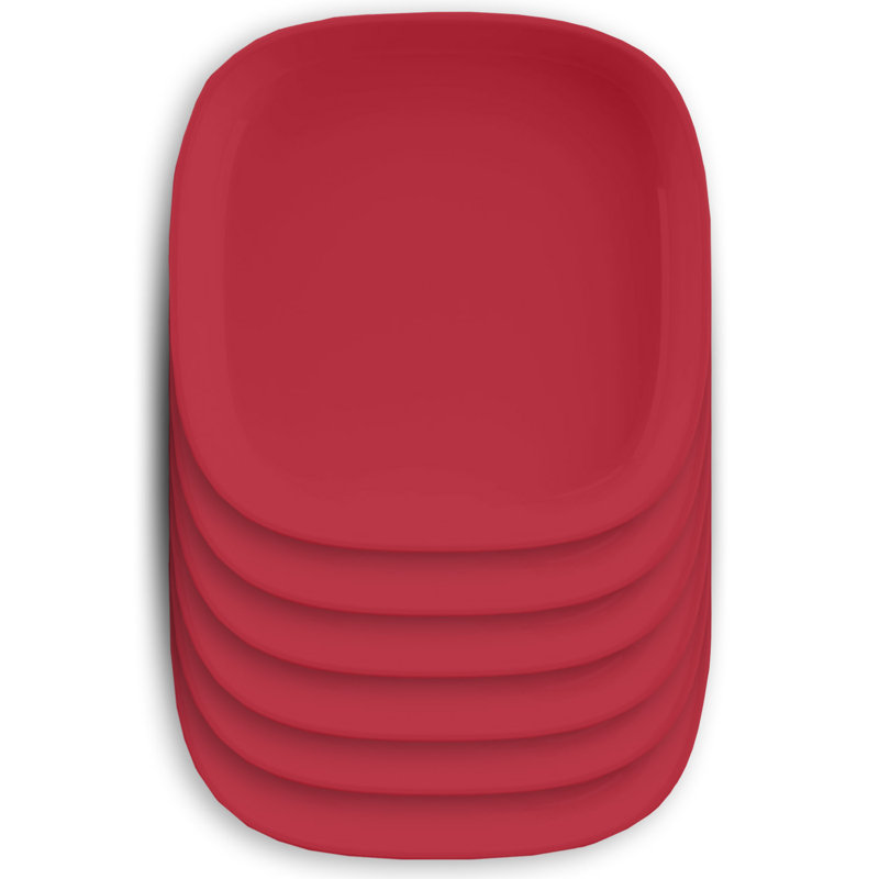 Assiettes carrées pour enfants, ensemble de 6, Rouge