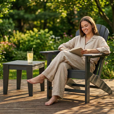 Addy Outdoor Adirondack Set (1 Chair + 1 Coffee Table)